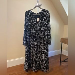 NWT J.Crew Black & White Tiered Midi Dress
